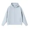 Otoño 380g Algodón Diamante Manga Raglán Retro Habilidad Marca de Moda Sudadera con Capucha Cierre Cremallera Chaqueta Pareja Casual Exterior Top
