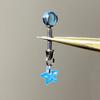Aretes de Acero de Titanio Hélice Verticales Clavos de Rueda para Oreja Estrella Circona Bola Estrella de Cinco Puntas Súper Brillantes Clavos de Diablo con Empuje