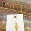 Collar con Colgante Pixiu de Oro Antiguo Incrustado con Diamantes Atractor de Fortuna de Weixue para Mujer, con Diseño Tridimensional Grabado, Cadena de Clavícula Moderna y Versátil