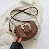 Bolsa de Mão Elegante Simples Cor Sólida Estilo Western 2023 Verão para o Trabalho Textura Bolsa de Ombro Transversal Popular Estilo Coreano Bolsa Feminina