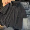Camisa Polo Waffle Retrô Americana para Homens, Marca da Moda, Camiseta Solta de Manga Curta com Gola Reversível e Design Jacquard