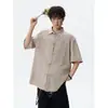 Camisa de algodón y lino transpirable de manga corta con botones y abertura lateral para hombre, top de verano de talla grande moderno holgado retro de media manga
