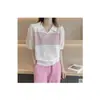 Camiseta de manga corta a rayas con cuello polo de verano, diseño de moda, versátil, cuello redondo, top para mujer, moda ins