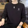 Sudadera de manga larga transfronteriza para hombre, nueva para primavera y otoño, jacquard, casual, cuello redondo, camiseta, suéter versátil, camisa base guapa