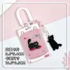 Porta-Cartão Deslizante Divertido de Gato Porta-Crachá de Estudante Cartão do Campus Bolsa para Cartão de Refeição Porta-Identidade Transparente Anti-Perda Capa Protetora para Homens e Mulheres
