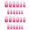 Uñas Portátiles Forma Cuadrada Europea y Americana con Diamantes Manicura Francesa 24 Piezas Uñas Postizas Desmontables Venta al por Mayor Directa con Diamantes