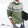 Em estoque padrão estampado suéter feminino gola redonda macio casaco casual malha suéter moda série A3