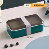 Lonchera sellada de plástico de grado alimenticio con cubiertos, adecuada para estudiantes y oficinistas, portátil y de doble capa para empacar comidas