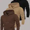 Conjunto de sudadera con capucha y pantalón de chándal de 3 piezas para hombre, adecuado para las temporadas de primavera y otoño, incluyendo sudaderas tipo pullover de color liso.