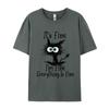 Camiseta de algodón de Amazon, talla europea y americana, "It's Fine I'm Fine Everything", para mujer, manga corta, con diseño de gato.