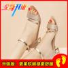 Tamanho Grande 43 Sandálias de Salto Baixo de Verão para Mulheres 2024 Novo Estilo K Versátil Fivela de Strass Salto Grosso Sapatos Romanos Femininos 42