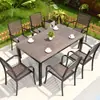Mesas e Cadeiras de Madeira Plástica Anticorrosivas para Exterior Combinação de Mesa e Cadeiras de Jantar de Lazer para Pátio de Casa Mesas e Cadeiras para Cafeteria em Varanda Aberta de Jardim