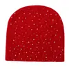 Gorro de Lã Tricotado de Cor Sólida com Pérolas e Pedras Quentes Transfronteiriço Moda Europeia e Americana Hip-hop Legal Gorro Fresco Gorro Quente Pulôver