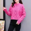 Estilo coreano estilo perezoso suave otoño e invierno Nuevo cuello redondo corto color liso trenzado grueso lana suéter jersey para mujer