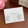 Brincos de Coração com Gotejamento de Tinta em Gradiente Azul para Outono e Inverno, Sensação de Luxo Leve e de Alta Qualidade, Design com Pino de Prata para Mulheres, Elegantes Acessórios de Orelha com Laço