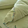 Pó Sujo Waffled Leite Veludo Cama Conjunto de Quatro Peças Outono e Inverno Coral Veludo com Forro de Lã Cobertor Espesso Capa de Edredom Lençol de Cama Conjunto de Três Peças