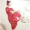 Vestido midi de hombros descubiertos para mujer, verano, nuevo estilo coreano, que deja los hombros al descubierto, fresco, estampado floral, ceñido a la cintura, ajustado, adelgazante