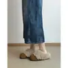 Primer Encuentro con las Lindas Mules Estilo Birkenstock de Suela Gruesa con Forma de Pata de Gato y Forro de Felpa para Mujer, Cálidas y Adecuadas para Usar al Aire Libre