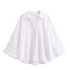 Camisa Casual Elegante Tricolor Feminina Europeia e Americana Transfronteiriça 2025 Primavera Nova Moda Combina com Tudo Decote V 2340939
