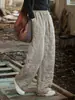 (Seleccionado) 26 Pantalones Acolchados de Ramio Tie-Dye de Invierno con Cintura Elástica, Pantalones de Algodón Gruesos Cálidos Artísticos para Mujer