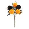 Ramos de crisantemos artificiales negros y naranjas para Halloween transfronterizos, decoraciones de mesa para el hogar del Día de Muertos, decoración de escenas de fiesta, flores artificiales