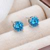Pendientes de plata de ley 925 para mujer, venta al por mayor en Amazon, con incrustaciones de circonita azul marino de 1 quilate y cuatro garras.