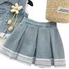 Conjunto Jeans de Verão 2025 para Meninas Novo Conjunto Elegante de Duas Peças Sem Mangas com Renda para Meninas