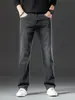 Jeans de outono e inverno masculino reto solto casual slim fit moderno primavera e outono calça comprida grossa stretch masculino outono e inverno