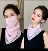 Bufanda Transpirable Bufanda Facial Nueva Cortavientos Fina para Mujer Triángulo Exterior Seda de Hielo Cubierta Bufanda de Seda Velo Protección UV