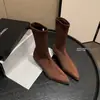 Serie de Botas Ajustadas~Nuevas Botas Elásticas de Gamuza con Tacón Grueso y Punta Fina para Otoño/Invierno Botines Ajustados Botas de Talla Grande 34-42