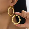 Pendientes Dorados Redondos con Textura Estilo Europeo y Americano de Aleación de Cobre Sexy y de Moda Pendientes Exagerados de Moda de Gama Alta para Mujeres