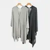 Chal de Seda Hielo y Lino de Verano Ropa Exterior para Mujer de Longitud Media de Punto Protector Solar Chaqueta Cardigan Cubierta para Aire Acondicionado Top Delgado de Gasa