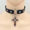 Collar Choker de Cuero con Colgante de Cruz de Moda para Mujer, Diseño Único, Choker Elegante de Influencer