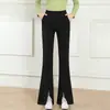 Pantalones Acampanados Nuevos de Cintura Alta con Abertura Negros Elásticos Ajustados Casuales Elásticos en Cuatro Direcciones Pantalones Largos para Mujer