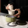 Juego de Té Cerámico para Viaje Pequeño Set Portátil con Tazón de Té, Taza de Té de Cerámica y Bandeja para Té para Beber Té Simple al Aire Libre en Camping