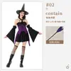 Fantasia de Halloween Fantasia de Bruxa Mágica Estilo Gótico Escuro Cruz Preto Roxo Fantasia de Performance de Carnaval Vestido