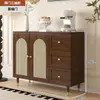 Aparador de Rattan Estilo Francês, Armário de Armazenamento, Armário de Cozinha, Armário de Chá para Casa, Sapateira de Chão para Entrada de Casa