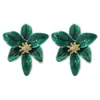 Pendientes de Esmalte Coloridos con Forma de Flor, Estilo Dulce y Fresco para Fiestas, con Diamantes y Perlas, Pendientes de Pétalos de Lujo Ligero y de Alta Gama para Mujer