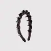 Faixa de Cabelo Envolvente de Veludo de Alta Qualidade Antiderrapante com Dentes Dianteiros Strass Francês Exquisite de Ponta Alta Tiara de Cabelo Alta
