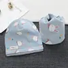 Nuevo conjunto de dos piezas de bufanda gorro de felpa de una sola capa para niños, gorro de algodón con estampado, sombrero cortavientos con protección para los oídos para primavera y otoño
