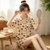 Estilo Ins Estilo Japonês Pijama Rilakkuma Fofo para Mulheres Verão Celebridade da Internet Solto Manga Curta Conjunto de Roupa de Casa Atacado
