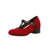 Zapatos Mary Jane estilo retro Gu Yun para mujer, nuevo modelo otoño 2026, zapatos de una sola tira con estampado de leopardo y tacón grueso para mujer