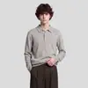 Ropa para hombre APO Suéter de punto de manga larga para hombre de lujo transfronterizo, estilo 'old money', corte holgado, cuello polo, suéter casual, top de capa interior