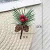 Decorações de Natal Artificiais com Folhas de Pinheiro e Frutas Vermelhas, Enfeites de Plantas Artificiais Festivas Transfronteiriços, Acessórios de Pinhas e Frutas