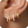 Set de Aretes Circulares Sencillos de Moda con Circonita, Más Vendidos Transfronterizos de Amazon Europeo y Americano para Mujer