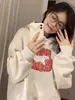 Moletom com Capuz Americano High Street Emagrecedor Plus Size para Mulheres 2025 Novo Design Primavera e Outono Marca Tendência Blusa Solta para Mulheres Cheias