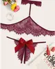 Productos transfronterizos nueva lencería sexy europea y americana bikini sexy de encaje dos piezas fabricantes al por mayor rojo