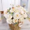 Flor de Rosa Artificial Peonía de Seda Hortensia Ramo de Flores Falsas Vintage Decoración de Fiesta Boda Festival Decoración del Hogar