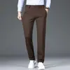 Pantalones casuales de invierno de alta gama para hombre, 2026, corte recto holgado, pantalones de vestir, resistentes a las arrugas, pantalones largos