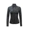 Lu Yoga Wear Top Defia para Mujer Chaqueta Deportiva Otoño e Invierno Cuello Alto Delgado Aspecto Adelgazante Chaqueta de Fitness Ropa con Protección Solar